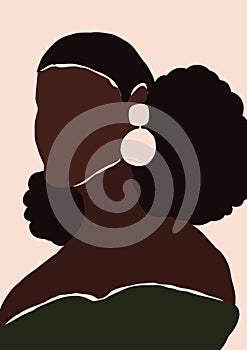 Abstract modern young african american black woman portrait silhouette