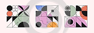 Abstract modular pattern designs.Bold geometric compositions with simple shapes and forms