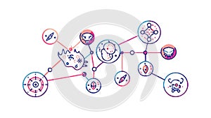 Abstract Molecular Network with Connected Nodes vector design Generative AI