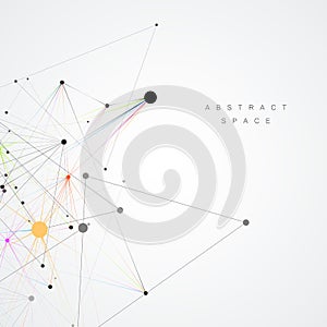 Abstract molecular network pattern with dynamic lines and points