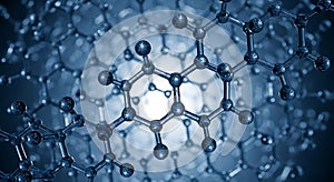 Abstract Molecular Structure in Blue Tones