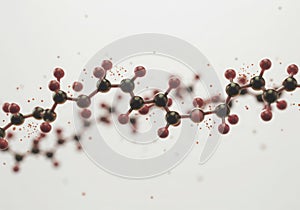 Abstract molecular structure with carbon and oxygen atoms isolated on white background