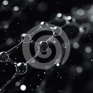 Abstract Molecular Structure in Dark Background with Depth Effect