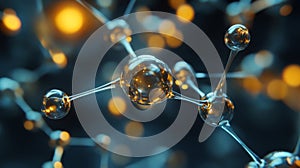 Abstract Molecular Structure Glowing in Blue and Orange