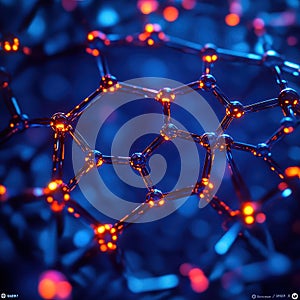 Abstract Molecular Structure with Glowing Nodes and Connections