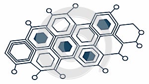 Abstract Molecular Structure Hexagon Pattern, vector design Generative AI