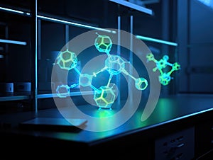 Abstract Molecular Structure on Lab Bench
