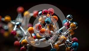 Abstract molecular structure shapes connection for futuristic biotechnology research generated by AI