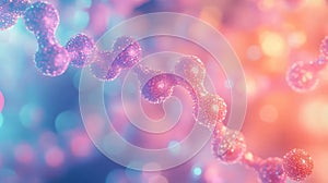 Abstract molecular structure showing interconnected atoms and particles