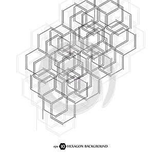 Abstract molecule background. Hexagonal chemistry pattern. Molecular scientific research. Composition of the molecular