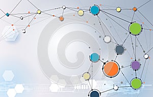 Abstract molecule structure on light gray color background