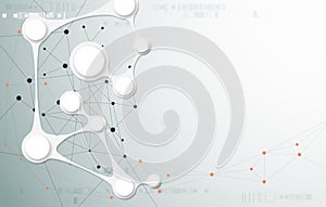 Abstract molecule structure on light gray color background.