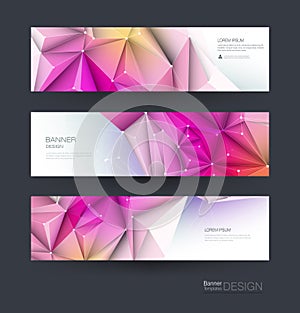 Abstract Molecules banner set. Modern science, chemistry technology concept for website, business, web banner, template or brochu