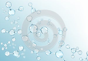 Abstract molecules design. Atoms. Molecular structure with blue spherical particles photo