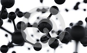 Abstract molecules design. Black atoms. Abstract background for chemistry science banner or flyer. Science or medical