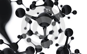 Abstract molecules design. Black atoms. Abstract background for chemistry science banner or flyer. Science or medical