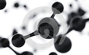 Abstract molecules design. Black atoms. Abstract background for chemistry science banner or flyer. Science or medical