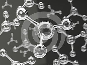 Abstract molecules design. Clear water atoms. Abstract background for banner or flyer. Science or medical background. 3d