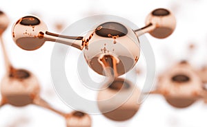 Abstract molecules design. Golden Atoms. Abstract background for chemistry science banner or flyer. Science or medical
