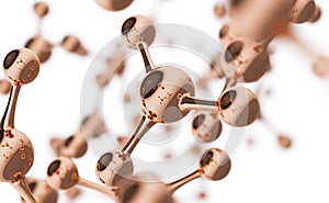 Abstract molecules design. Golden Atoms. Abstract background for chemistry science banner or flyer. Science or medical