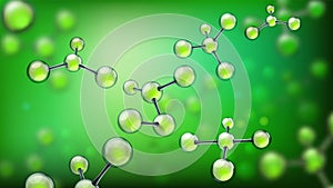 Abstract molecules. Molecular structures, molecule spheres and medical research 3d vector background
