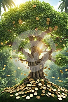 Abstract money tree Rubles and copecks