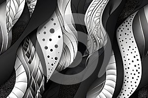 Abstract Monochromatic Artwork Featuring Intricate Wave Patterns photo