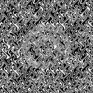 Abstract monochromatic pattern with wavy white lines on a black background.