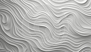 Abstract monochromatic white seamless wave texture pattern background with smooth flowing lines