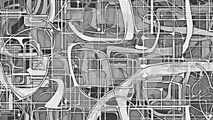 Abstract monochrome composition with intersecting lines and organic forms