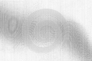 Abstract monochrome grunge halftone pattern. Half tone panoramic vector illustration with dots