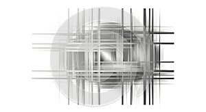 Abstract monochrome lines overlapping in chaotic interplay of light and shadow white background white background