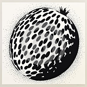 Abstract Monochrome Print Of Fruit With Optical Effects