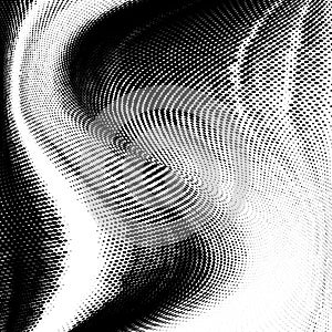 Abstract monochrome wavy halftone pattern. Soft dynamic lines. Half tone  vector illustration