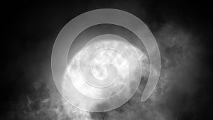 Abstract moon and clouds with mystery smoke backdround. Astronomy texture for design element, copy space