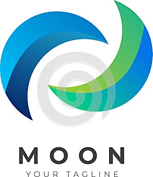 Abstract Moon Logo Circular Spinning Template Design