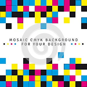 Abstract mosaic background from CMYK colors on white background