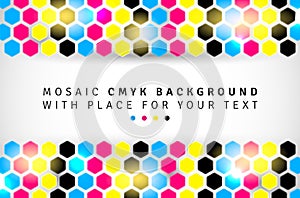 Abstract mosaic background from CMYK hexagons