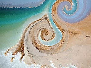 Abstract mosaic beach background.Big storm waves .