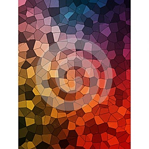 An abstract mosaic pattern composed of irregular polygonal shapes in a gradient of