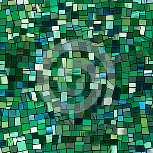 Abstract Mosaic Pattern in Shades of Green and Blue