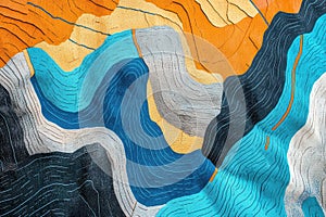 Abstract Mosaic Pattern with Wavy Lines and Vibrant Colors