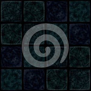 Abstract dark black blue green mosaic tile
