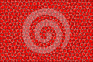 Abstract mosaic tile texture. White and black cells on red background. Geometric polygon shapes grid pattern