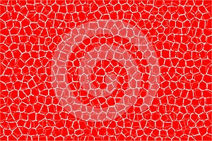 Abstract mosaic tile texture. White cells on red background. Geometric polygon shapes grid pattern