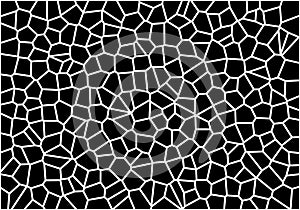 Abstract Mosaic Vector Pattern Background with Irregular Polygon Network in Black and White