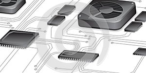 Abstract motherboard vector circuit background