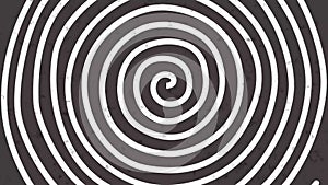 Abstract motion background with psychedelic twisting circles. Round striped black white lines.