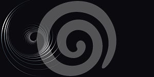 Abstract motion background with psychedelic twisting circles. Round striped silver lines