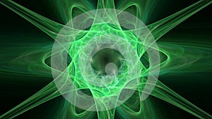 Abstract motion background, six-pointed green star seamless loop able.